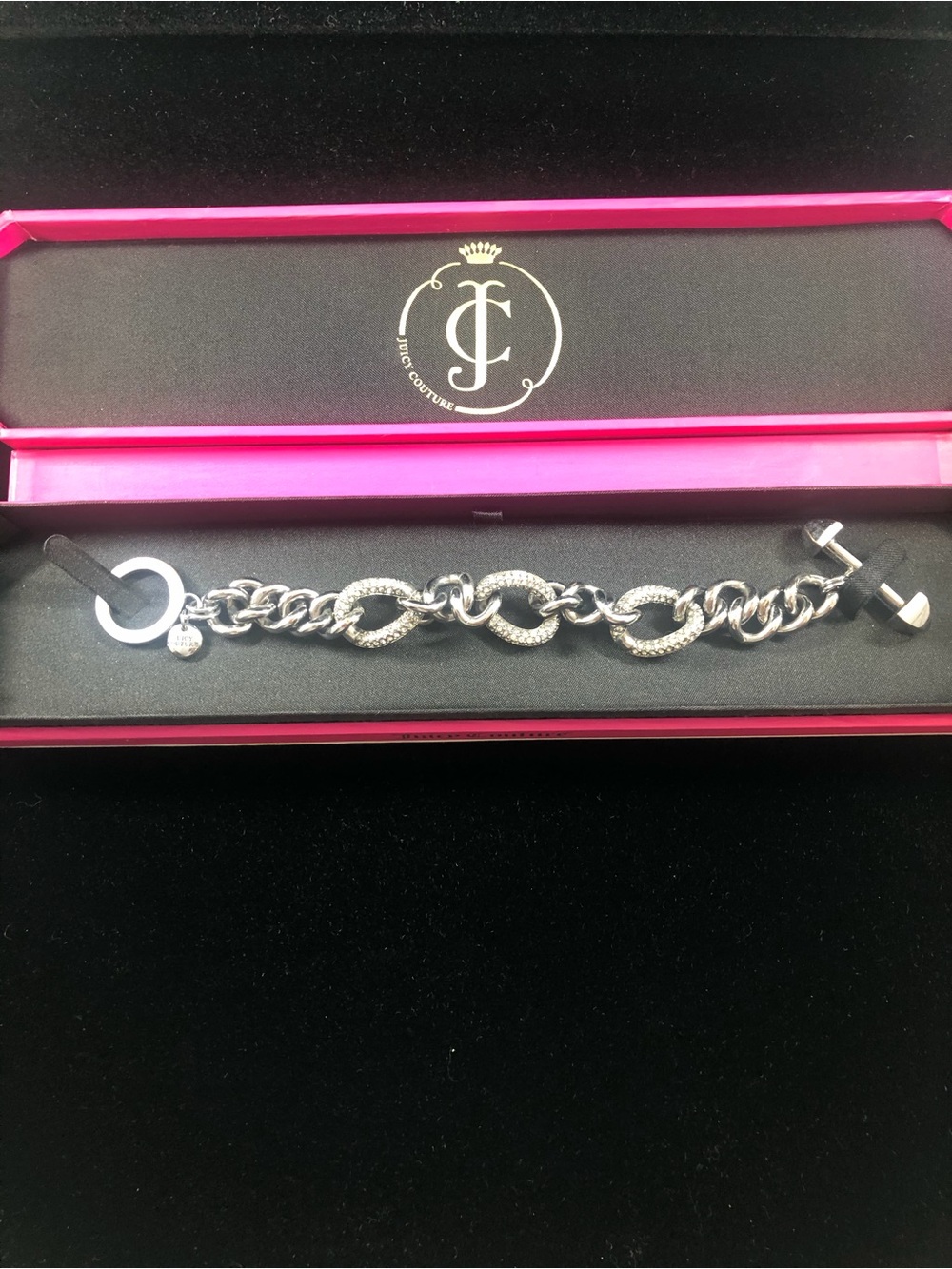 Juicy Couture Silver Pavé Crystal Link Bracelet